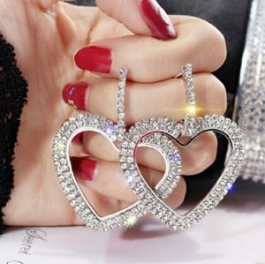 NEW Rhinestone heart earrings